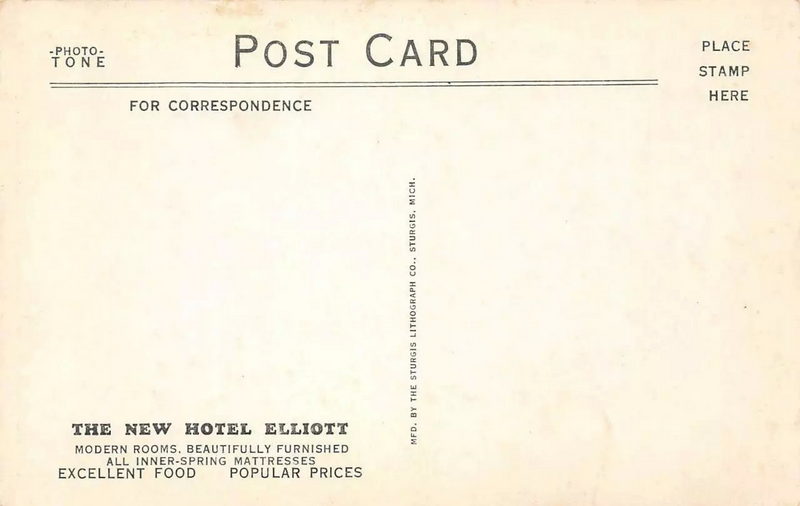 Hotel Elliott - Postcard Back (newer photo)